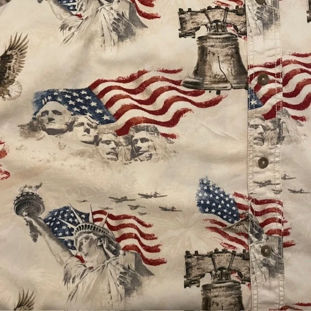 Red Head Brand 2XL Liberty Bell USA Flag Mt Rushmore Eagle Shirt Men Patriotic‎